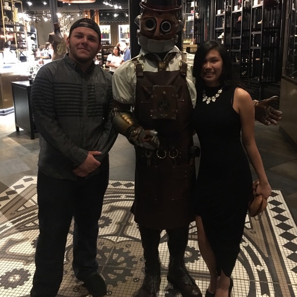 Black High-Neck Asymmetrical Dress - Picture 3 of 4